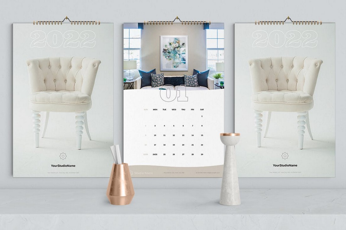 Interior Design Wall Calendar Template for InDesign