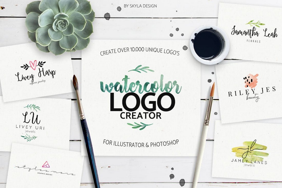 Watercolor Logo Creator Kit